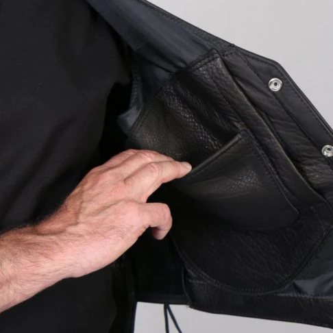 Extra Long Back USA Made Men's Leather Vest - Image 3