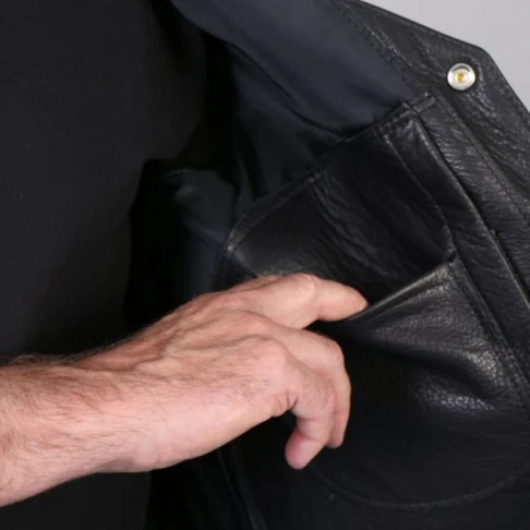 USA Made Buffalo Nickel Snap Leather Vest - Image 3