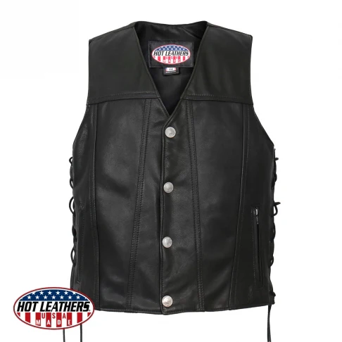 USA Made Buffalo Nickel Snap Leather Vest - Image 5