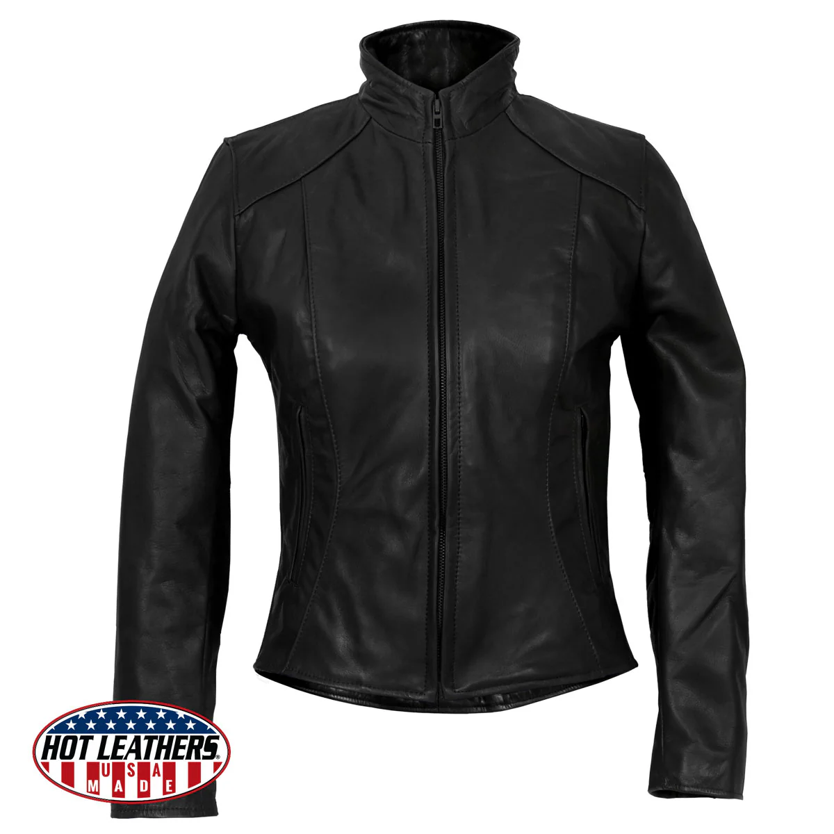USA Made Ladies Clean Cut Leather Jacket - Image 5
